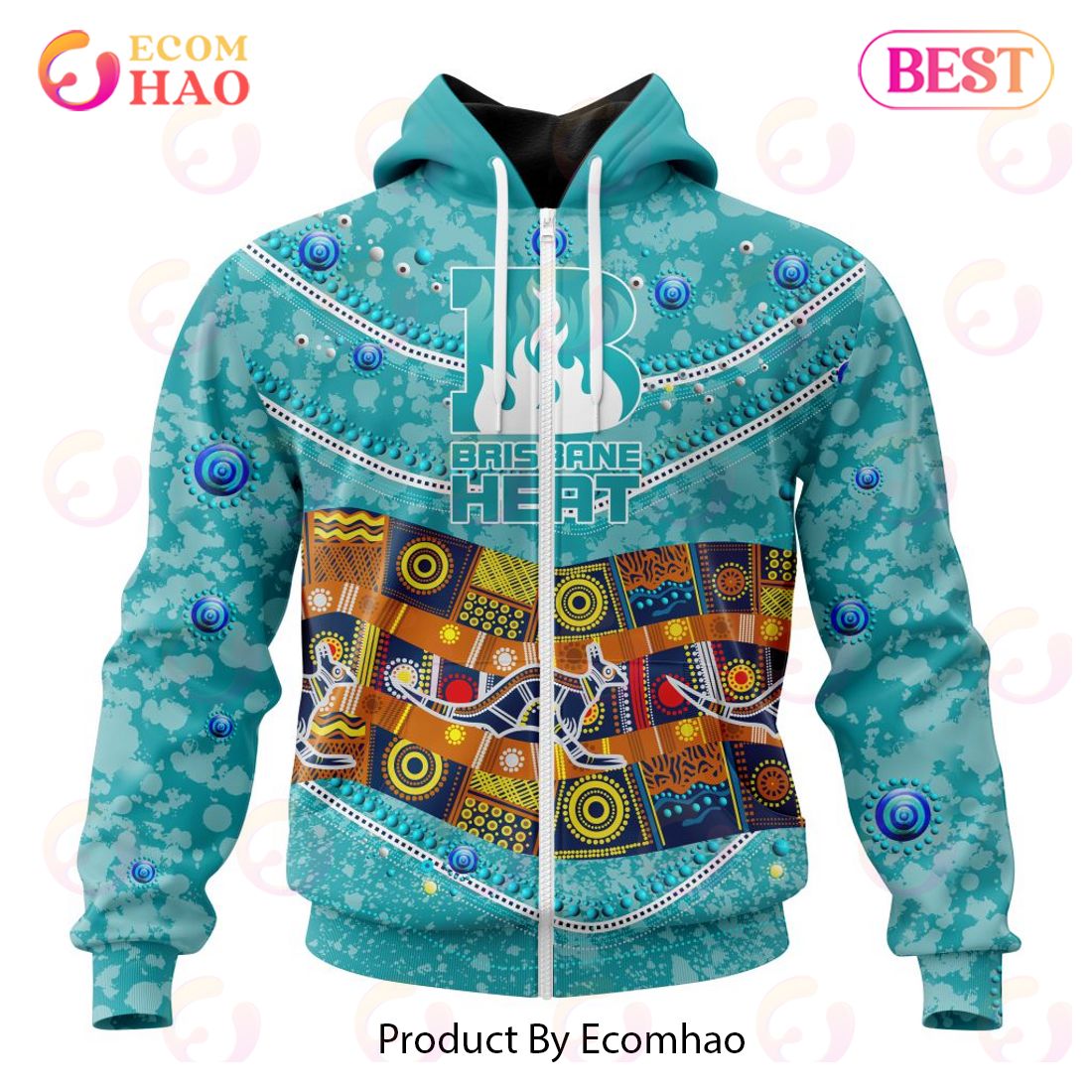 BBL Brisbane Heat Special Indigenous Design 3D Hoodie