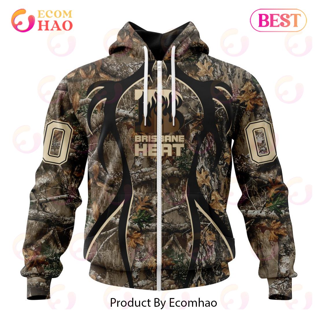 BBL Brisbane Heat Specialized Unisex Kits In Camo Realtree Hunting Style 3D Hoodie