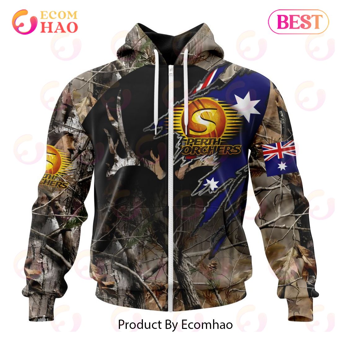 BBL Perth Scorchers Special Camo Realtree Hunting 3D Hoodie