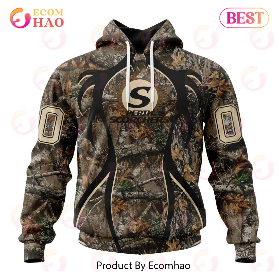 BBL Perth Scorchers Specialized Unisex Kits In Camo Realtree Hunting Style 3D Hoodie