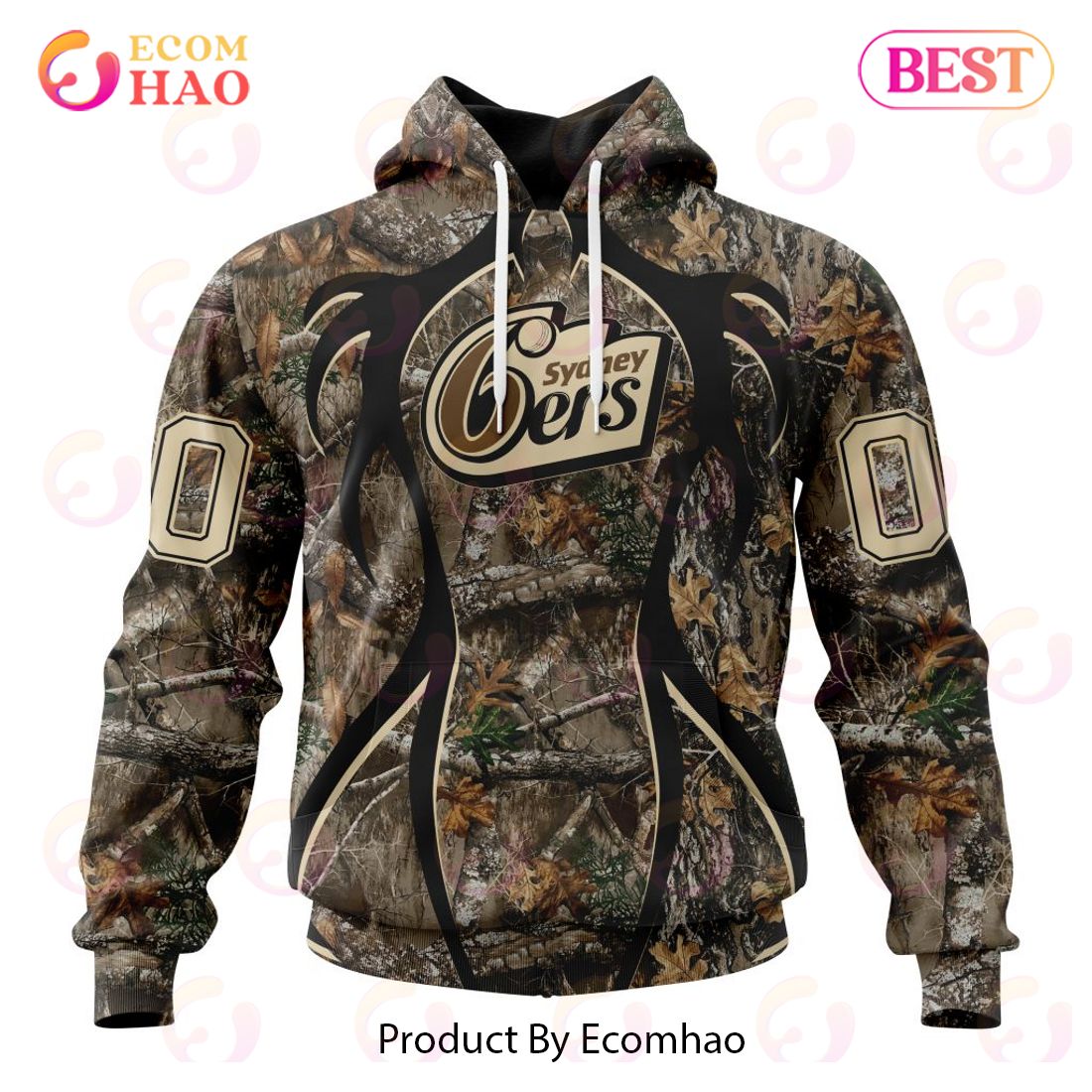 BBL Sydney Sixers Specialized Unisex Kits In Camo Realtree Hunting Style 3D Hoodie