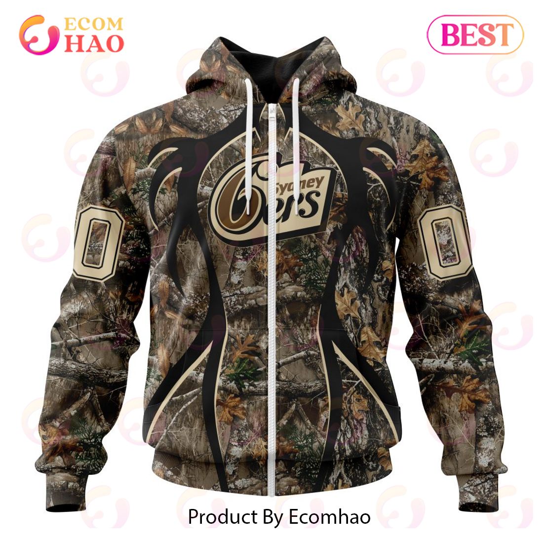 BBL Sydney Sixers Specialized Unisex Kits In Camo Realtree Hunting Style 3D Hoodie