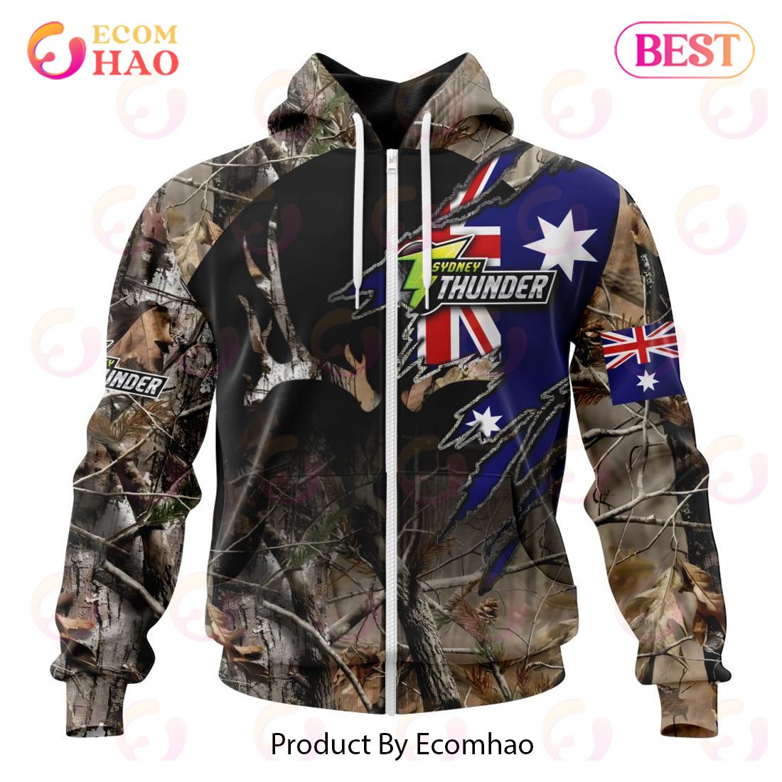 BBL Sydney Thunder Special Camo Realtree Hunting 3D Hoodie