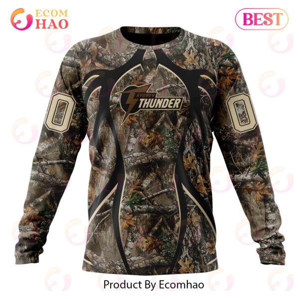 BBL Sydney Thunder Specialized Unisex Kits In Camo Realtree Hunting Style 3D Hoodie