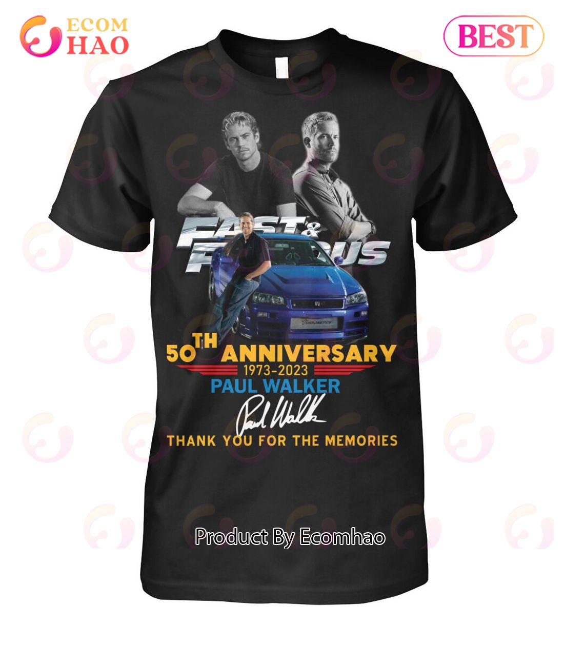 50th Anniversary 1973 - 2023 Paul Walker Thank You For The Memories T-Shirt