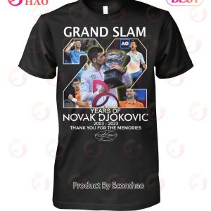Grand Slam 22 Years Of Novak Djokovic 2003 - 2023 Thank You For The Memories T-Shirt
