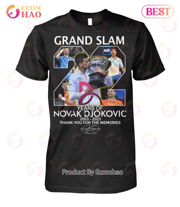 Grand Slam 22 Years Of Novak Djokovic 2003 – 2023 Thank You For The Memories T-Shirt