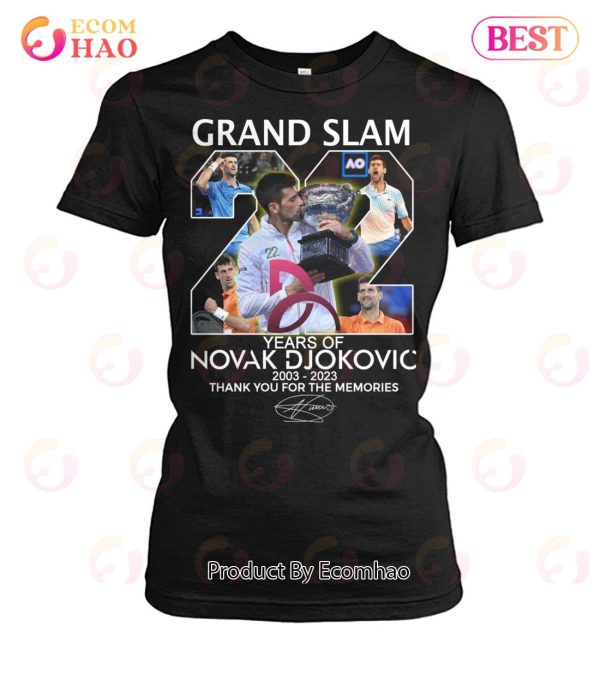 Grand Slam 22 Years Of Novak Djokovic 2003 – 2023 Thank You For The Memories T-Shirt