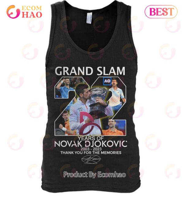 Grand Slam 22 Years Of Novak Djokovic 2003 – 2023 Thank You For The Memories T-Shirt