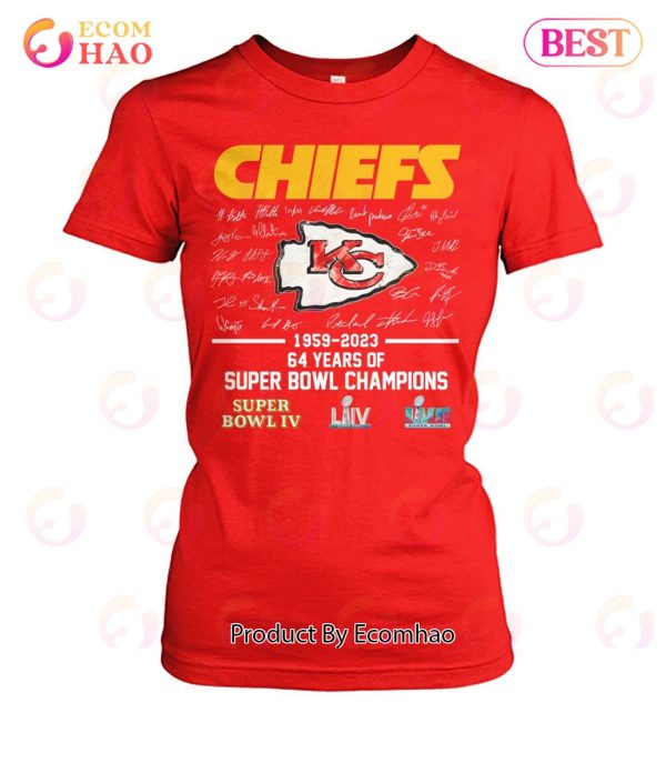 Kansas City Chiefs 1959 – 2023 64 Years Of Super Bowl Champions Super Bowl IV T-Shirt