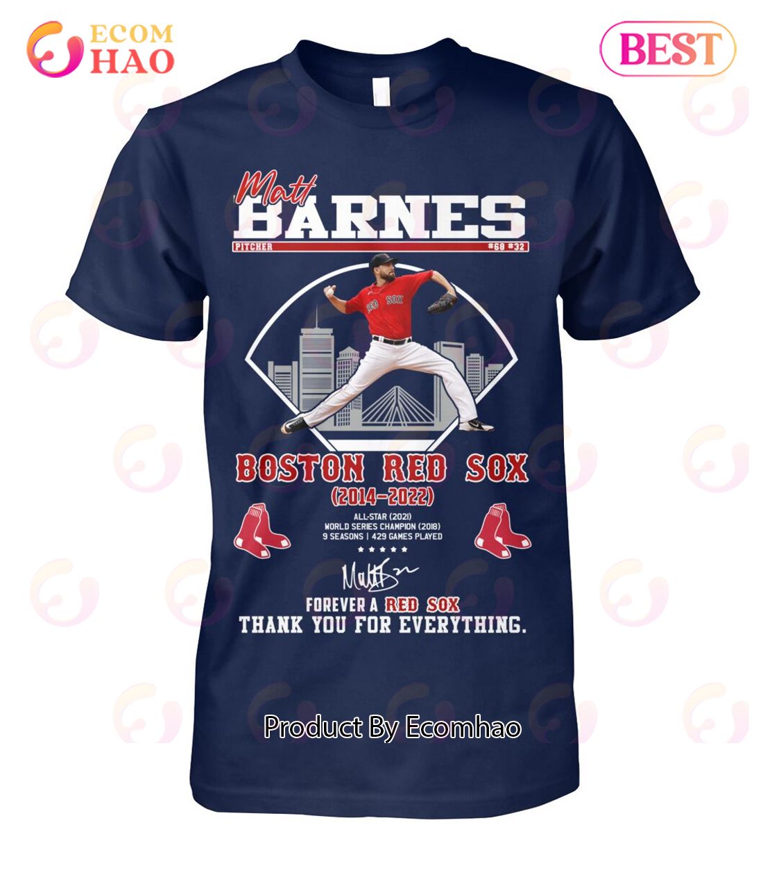Matt Barnes Boston Red Sox 2014 – 2022 Forever A Red Sox Thank You For Everything T-Shirt