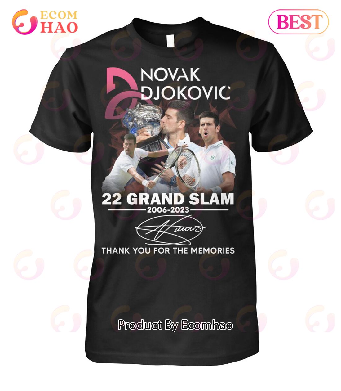Novak Djokovic 22 Grand Slam 2006 - 2023 Thank You For The Memories T-Shirt