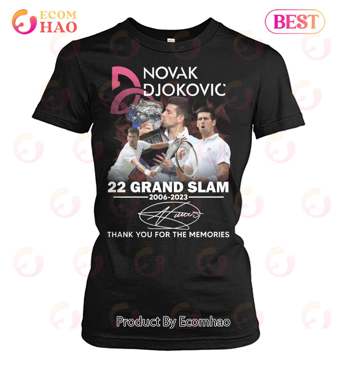 Novak Djokovic 22 Grand Slam 2006 - 2023 Thank You For The Memories T-Shirt