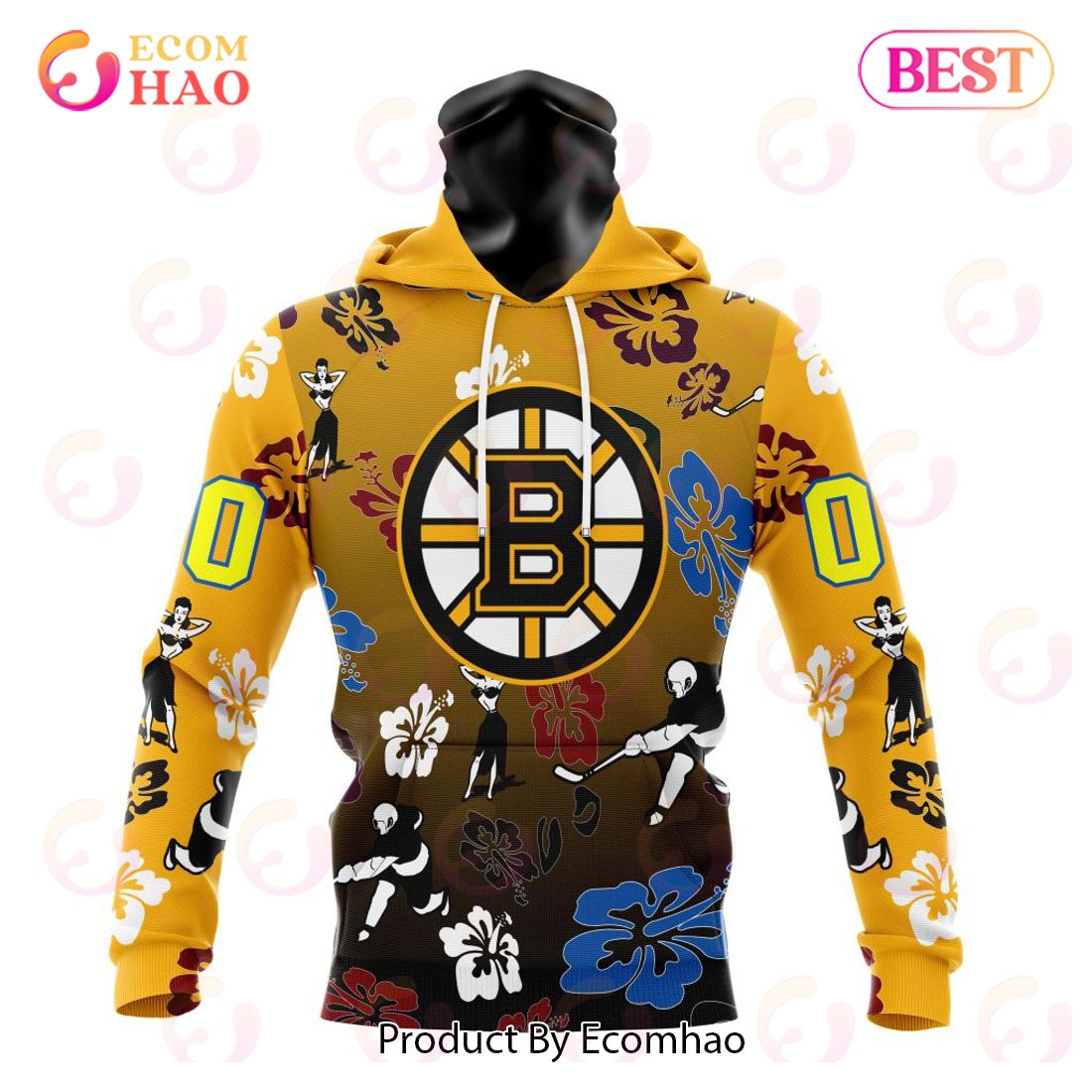 NHL Boston Bruins X Hawaii Specialized Design For Hawaiian 3D Hoodie