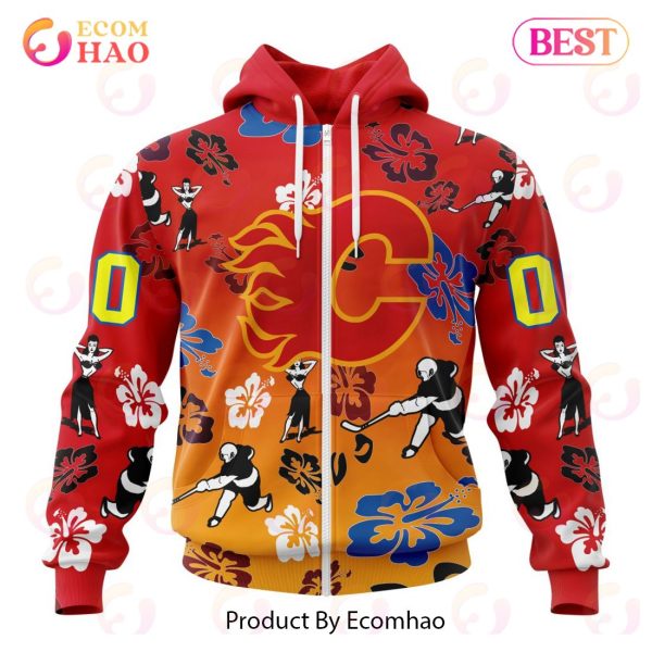 NHL Calgary Flames X Hawaii Specialized Design For Hawaiian 3D Hoodie