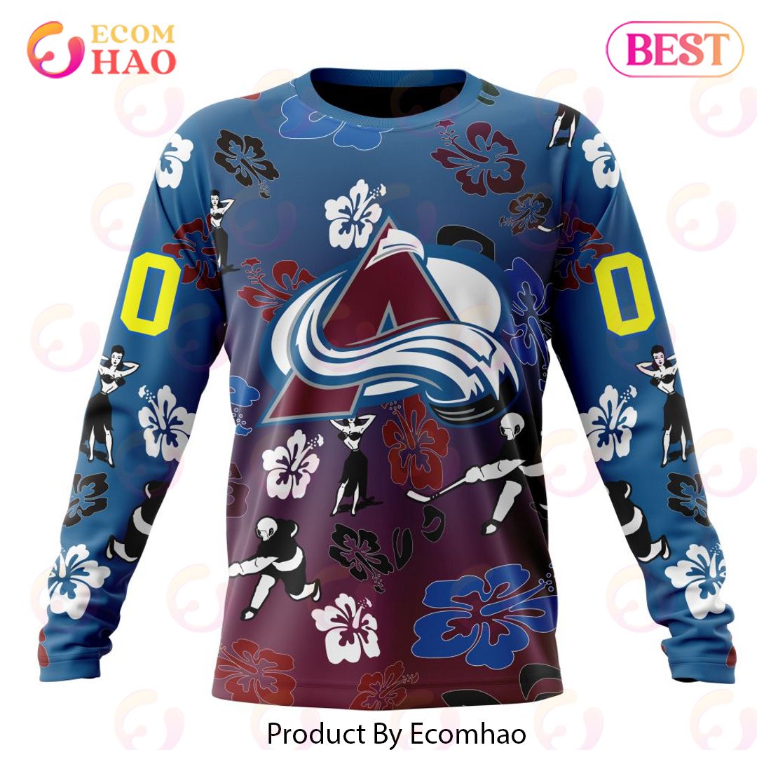 NHL Colorado Avalanche X Hawaii Specialized Design For Hawaiian 3D Hoodie