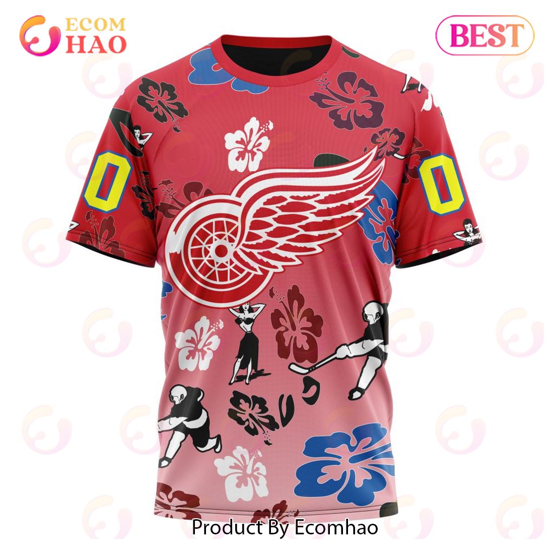 NHL Detroit Red Wings X Hawaii Specialized Design For Hawaiian 3D Hoodie