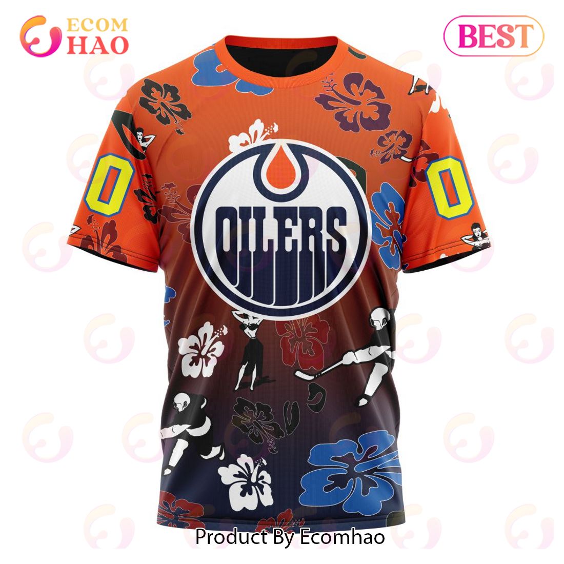 NHL Edmonton Oilers X Hawaii Specialized Design For Hawaiian 3D Hoodie