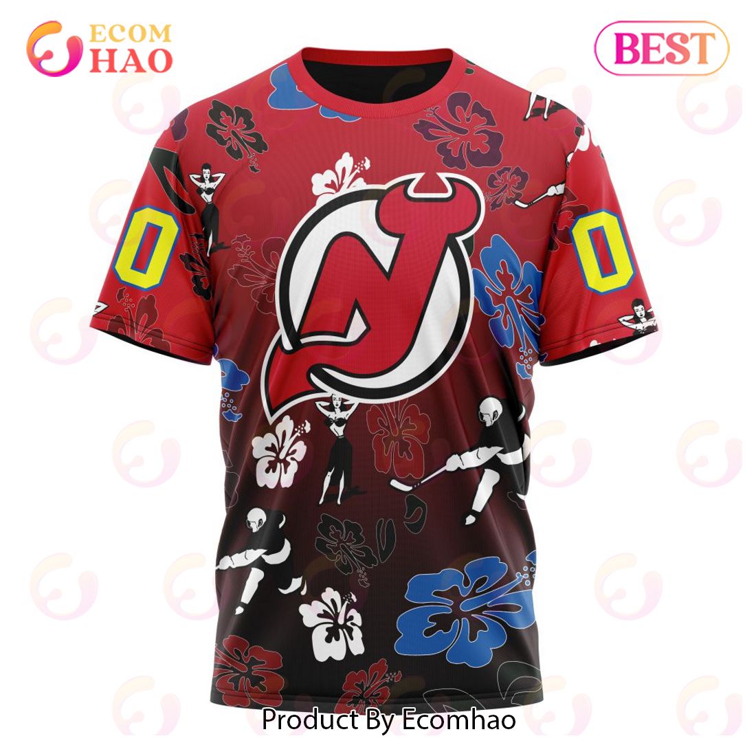 NHL New Jersey Devils X Hawaii Specialized Design For Hawaiian 3D Hoodie
