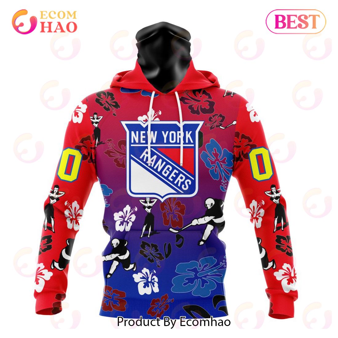 NHL New York Rangers X Hawaii Specialized Design For Hawaiian 3D Hoodie