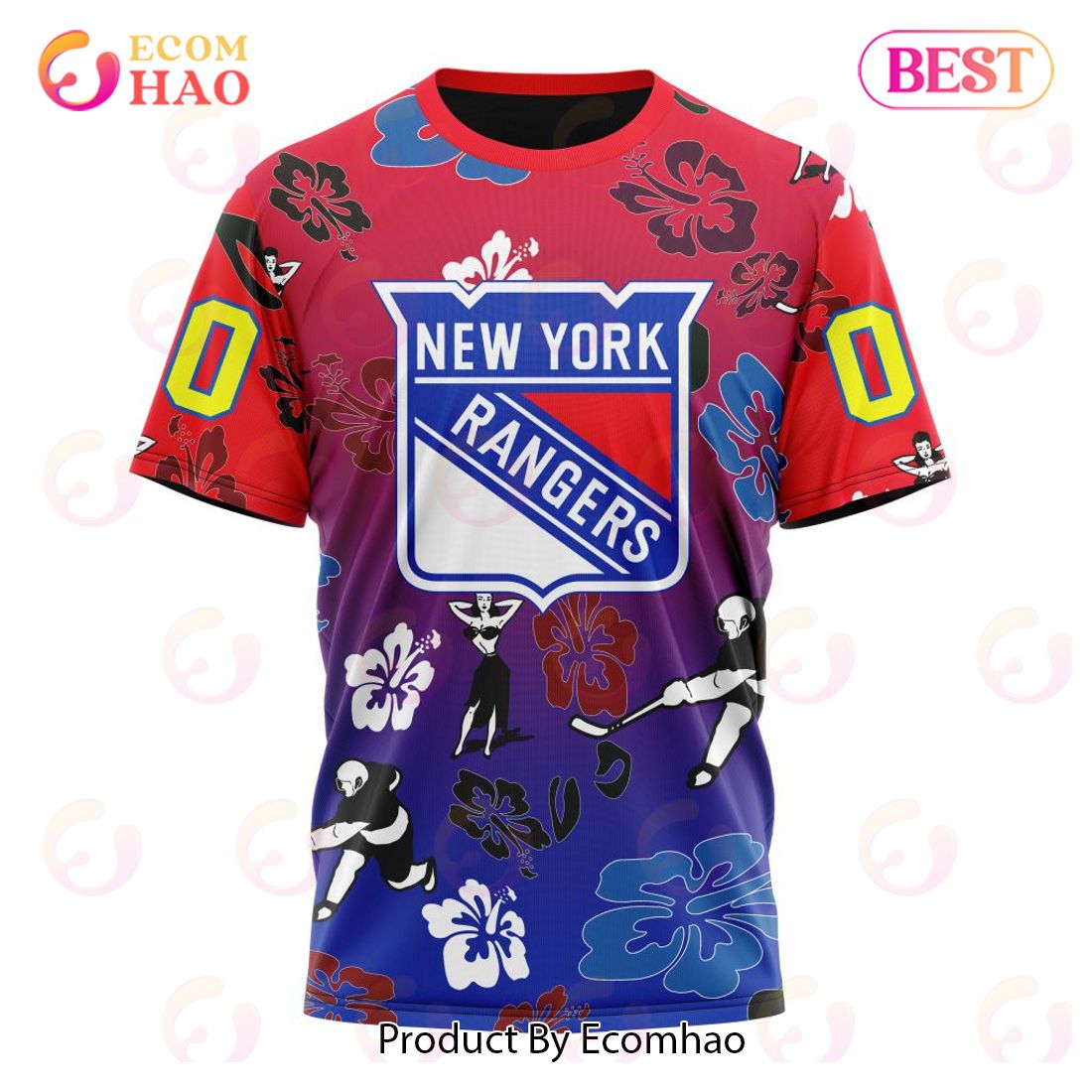 NHL New York Rangers X Hawaii Specialized Design For Hawaiian 3D Hoodie
