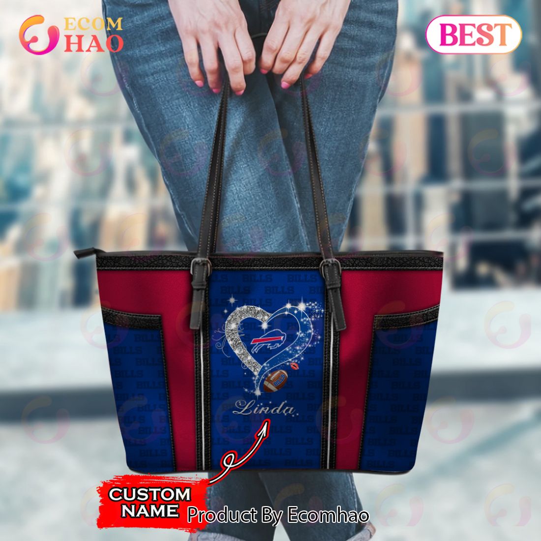 NFL Buffalo Bills Custom Name Leather Handbag And Tote Bag