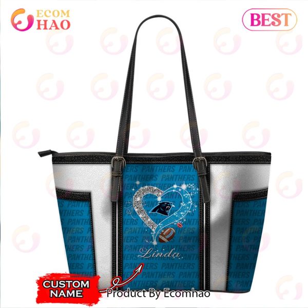 NFL Carolina Panthers Custom Name Leather Handbag And Tote Bag