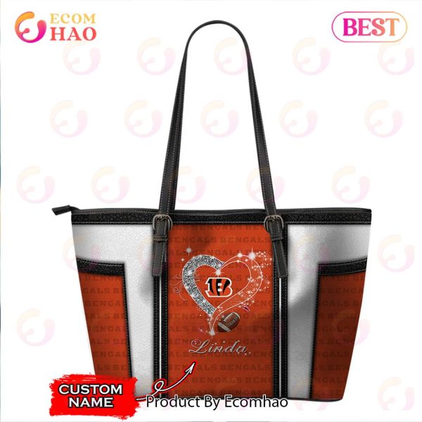 NFL Cincinnati Bengals Custom Name Leather Handbag And Tote Bag