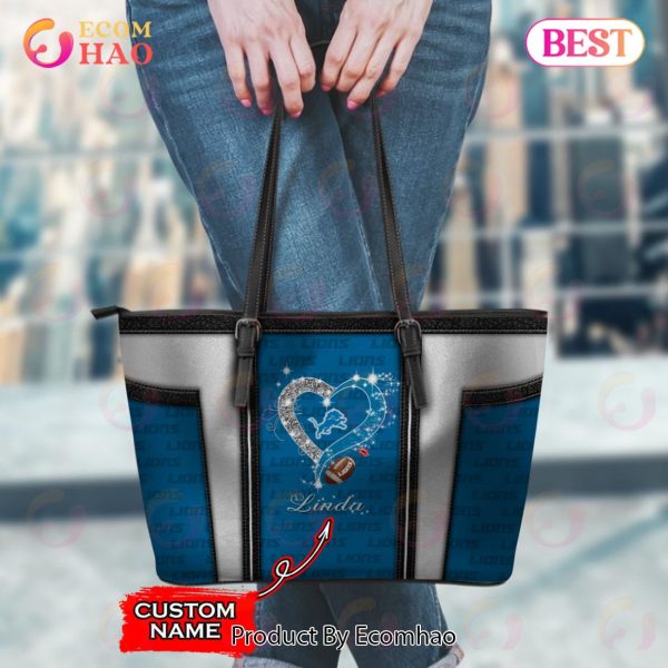 NFL Detroit Lions Custom Name Leather Handbag And Tote Bag