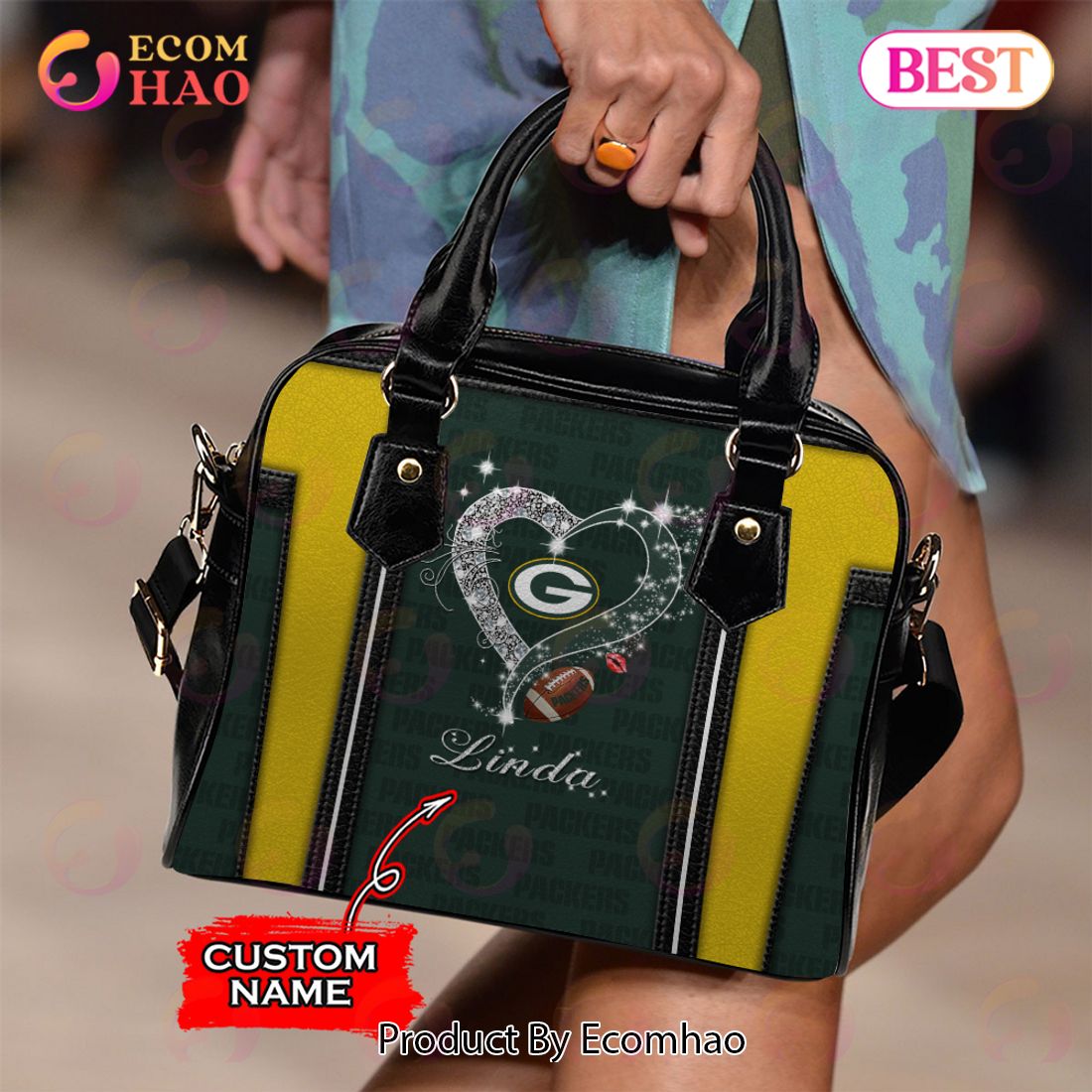 NFL Green Bay Packers Custom Name Leather Handbag And Tote Bag