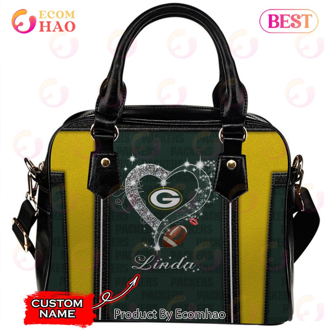 NFL Green Bay Packers Custom Name Leather Handbag And Tote Bag