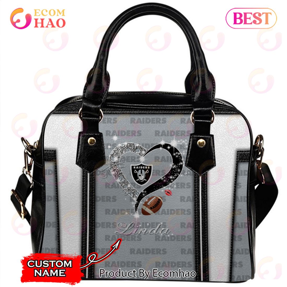 NFL Las Vegas Raiders Custom Name Leather Handbag And Tote Bag