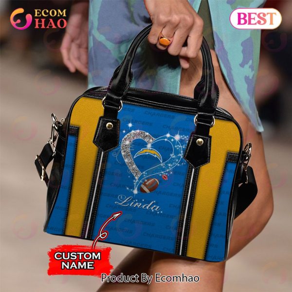 NFL Los Angeles Chargers Custom Name Leather Handbag And Tote Bag
