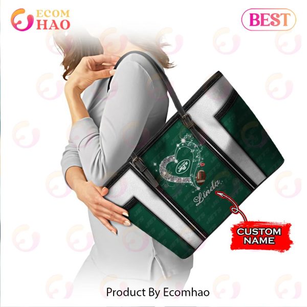 NFL New York Jets Custom Name Leather Handbag And Tote Bag