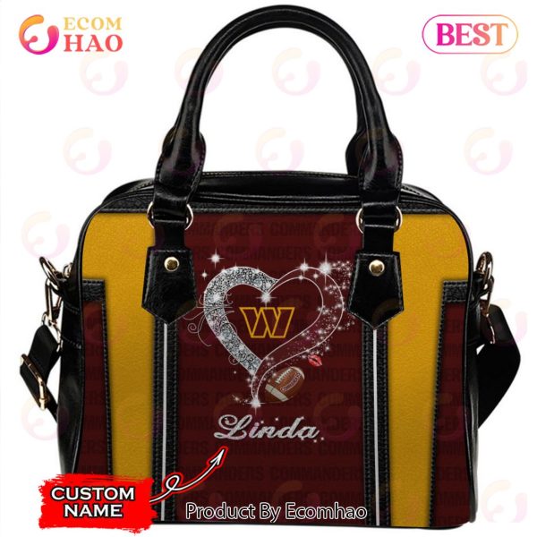 NFL Washington Commanders Custom Name Leather Handbag And Tote Bag