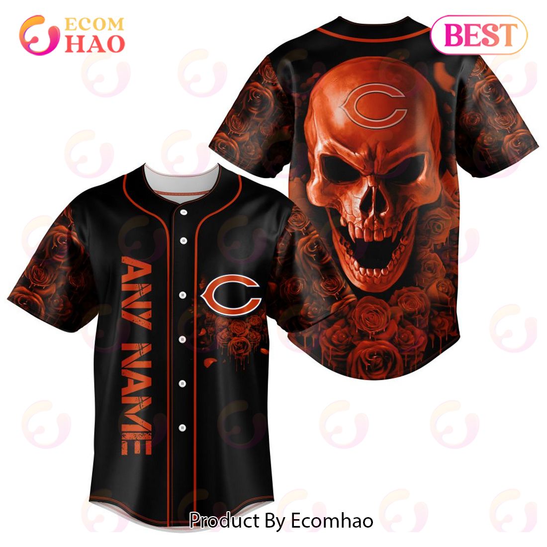 NFL Chicago Bears Special Skull Art Baseball Jersey