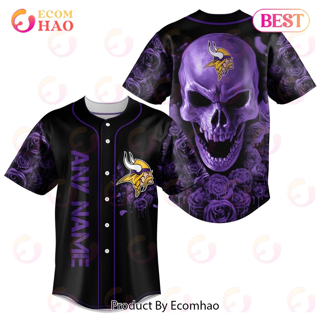 NFL Minnesota Vikings Special Skull Art Baseball Jersey