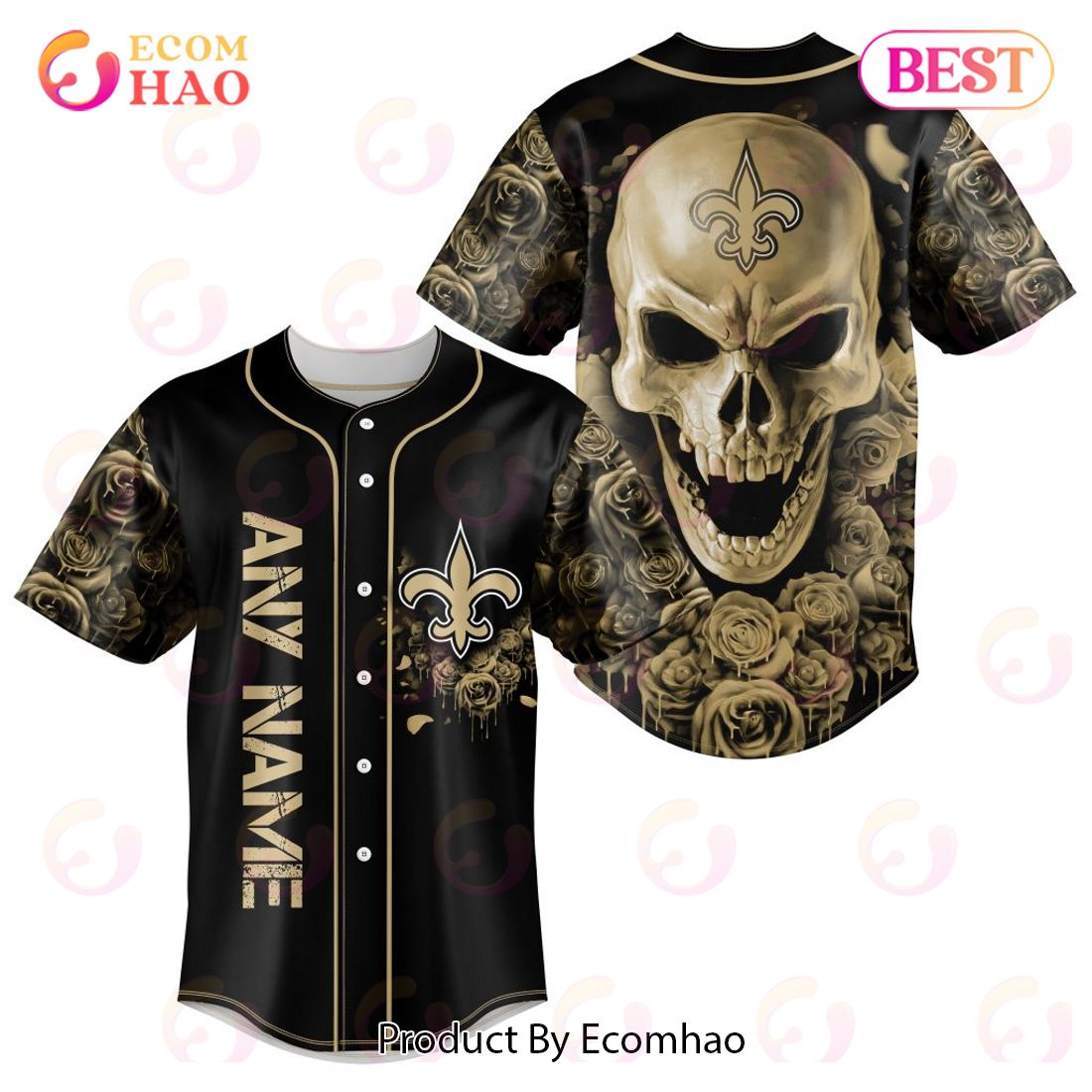 NFL New Orleans Saints Special Skull Art Baseball Jersey