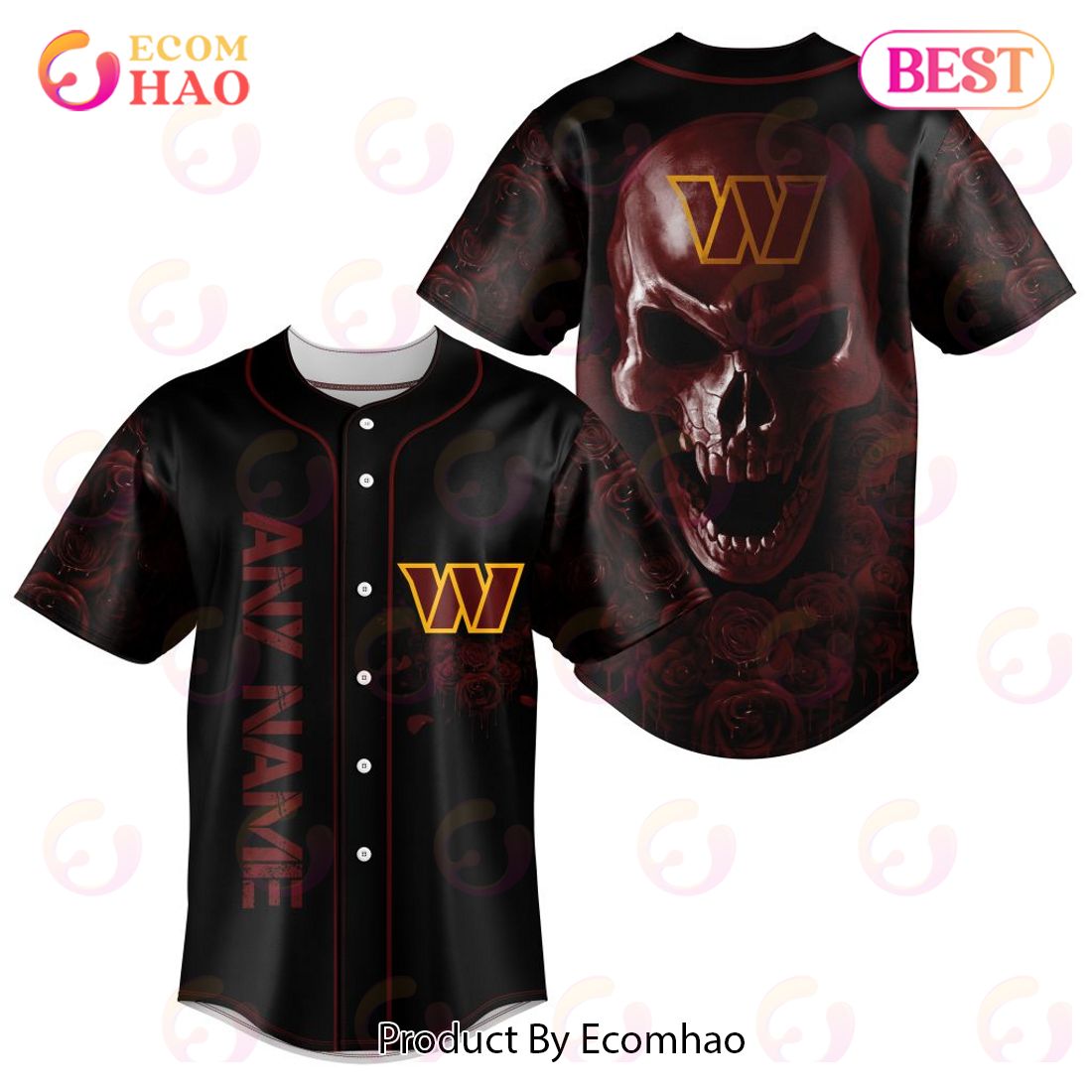 NFL Washington Commanders Special Skull Art Baseball Jersey