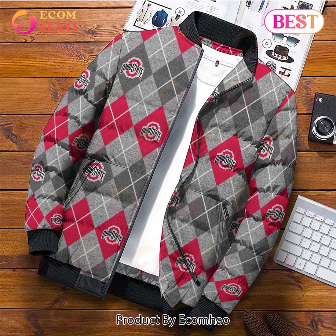 NCAA Ohio State Buckeyes Puffer Jacket 3D