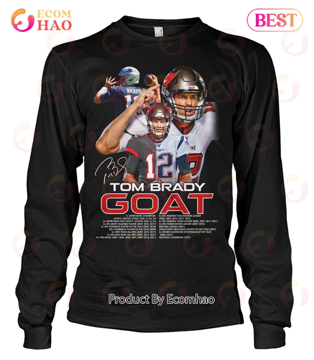 Limited Edition Tom Brady GOAT 12 Jersey Style Shirt Bucs 