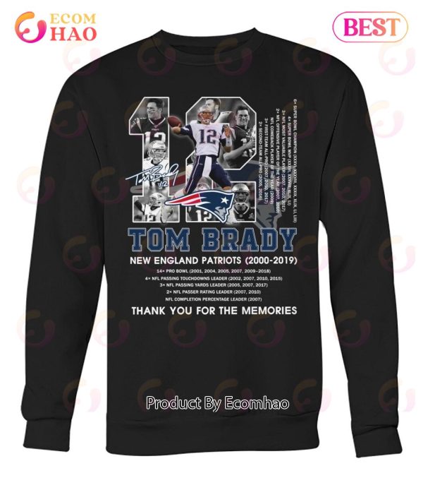 Tom Brady New England Patriots 2000 – 2019 Thank You For The Memories T-Shirt