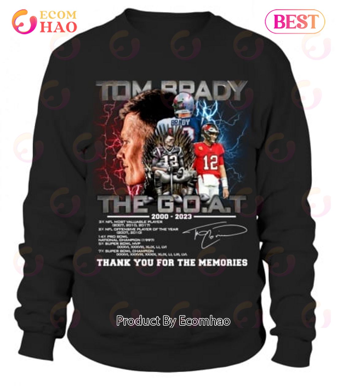 Tom Brady The Goat 2000 2023 Thank You For The Memories T-shirt