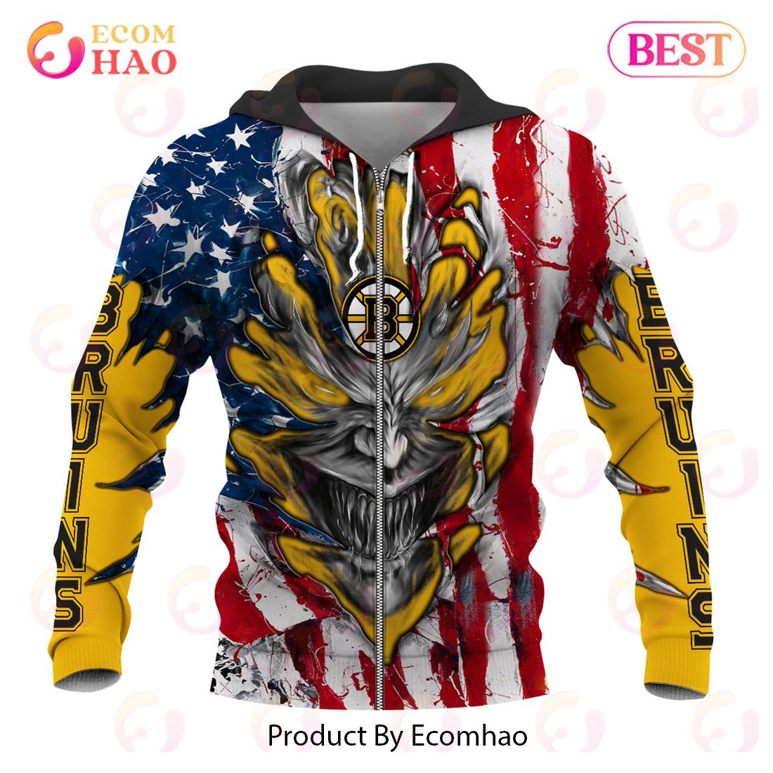 NHL Boston Bruins Demon Flag Design 3D Hoodie