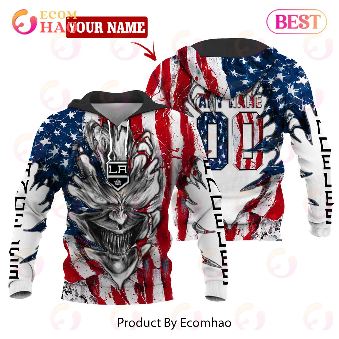 NHL Detroit Red Wings Demon Flag Design 3D Hoodie