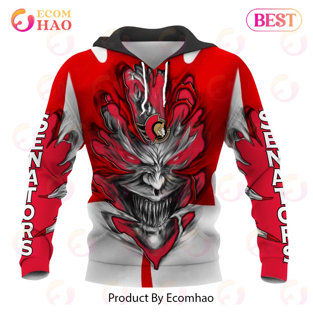 NHL Ottawa Senators Demon Flag Design 3D Hoodie