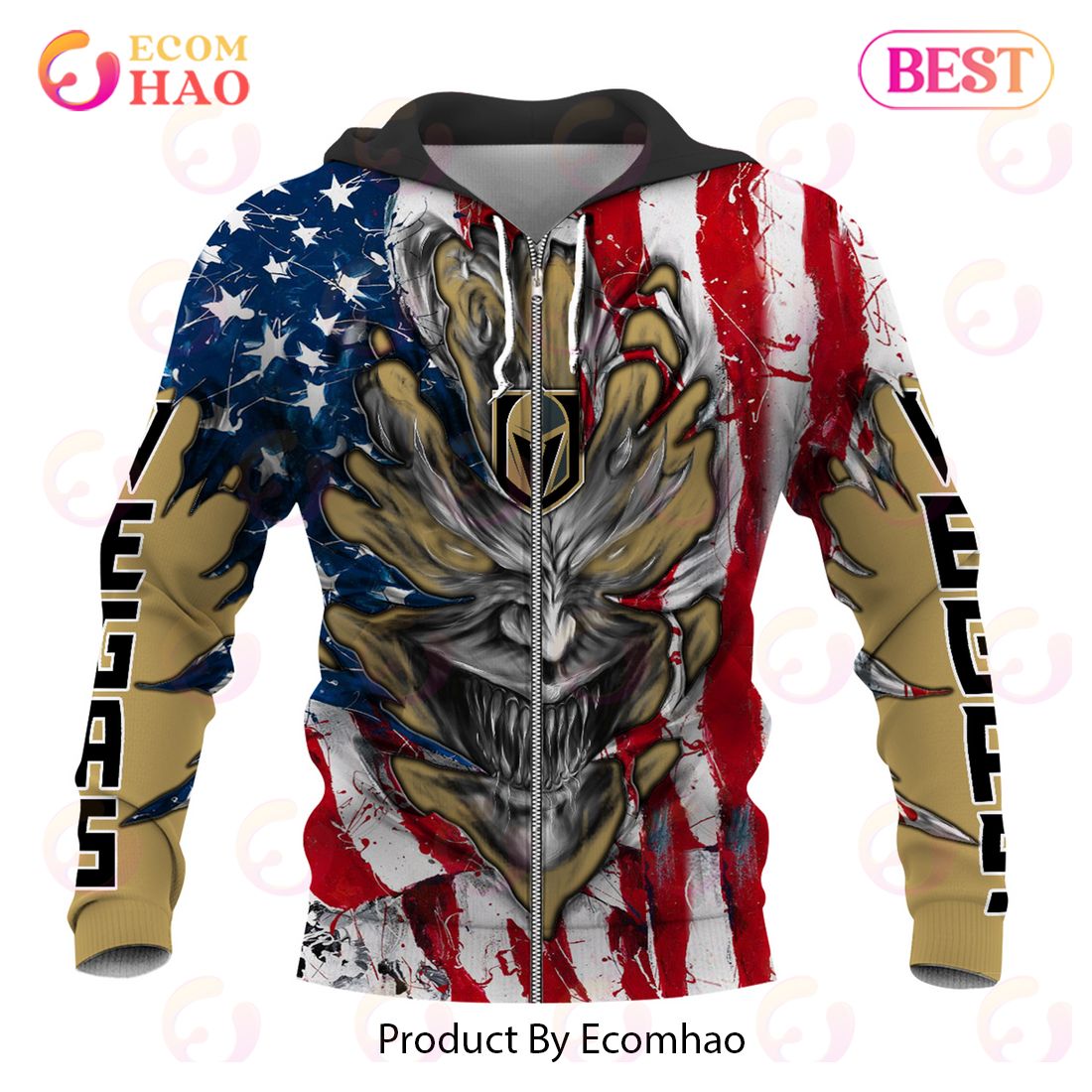 NHL Vegas Golden Knights Demon Flag Design 3D Hoodie