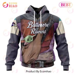 NFL Baltimore Ravens Specialized Unisex Kits With Mandalorian And Baby Yoda 3D Hoodie