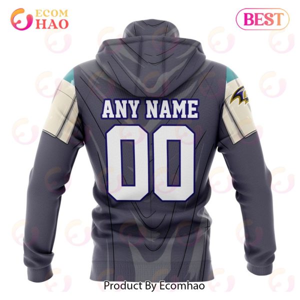 NFL Baltimore Ravens Specialized Unisex Kits With Mandalorian And Baby Yoda 3D Hoodie
