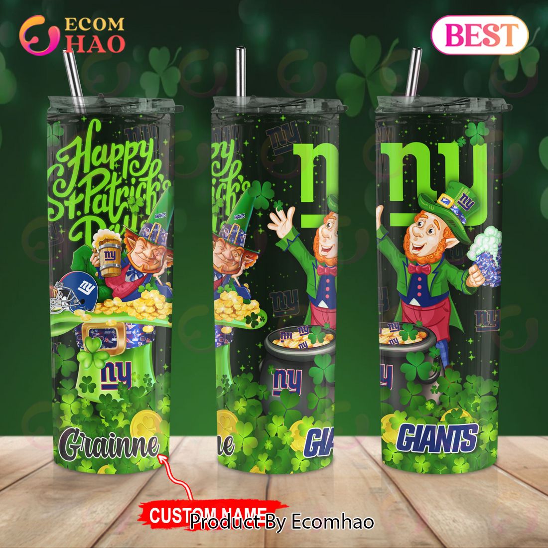 NFL New England Patriots Saint Patrick’s Day Skinny Tumbler Cup